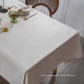 Beige 100% Polyester Waterproof Wrinkle Resistant Tablecloth